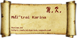 Mátrai Karina névjegykártya